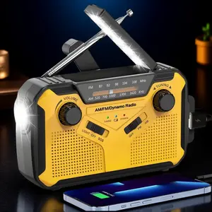 Solar AM/FM Portable Multifunctional Radio with Flashlight, Reading Lamp, SOS Alarm – 2500mAh Power Bank, Crank & Battery Powered for Camping, Hiking & Emergency Survival Gear