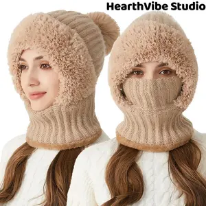 HearthVibe Studio 3-in-1 Winter Balaclava Set - Fleece Lined Windproof Water-Resistant One Size Fits Most Cold Weather Neck Warmer with Ear Flaps for Skiing Cycling & Outdoor Sports