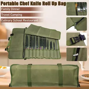1PC Portable Heavy-Duty Chef Knife Storage Case Kitchen Cooking Travel Organizer Bag Roll Knife Tool Storage with Multiple Compartments