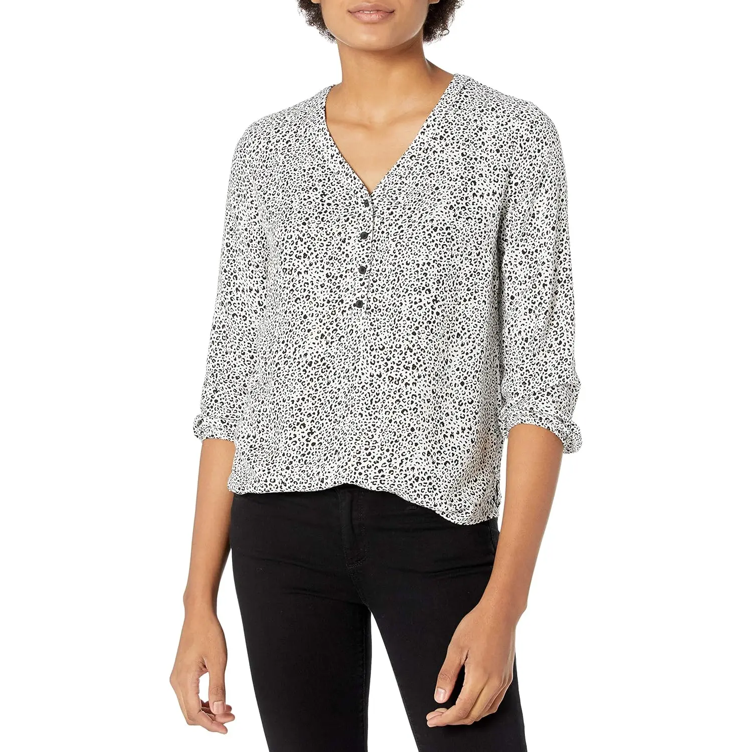 Women'S 3/4 Sleeve Button Popover Shirt