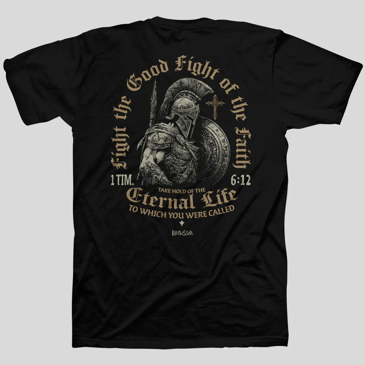 Kerusso Christian T-Shirt Fight The Good Fight Black Casual