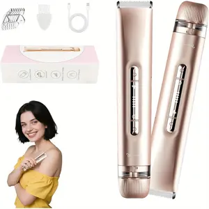 2025 Upgraded 2-in-1 Women's Bikini Trimmer & Body Hair Removal Device - Dual-Head Electric Shaver, Wet and Dry Waterproof USB Rechargeable, Suitable for Face, Legs, Arms, Adjustable Guard and Cleaning Brush (Pink Rose), Exquisite Beauty,