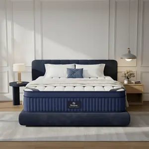 SUAYEA Sleek Series 12/14/16 inch Twin XL/Queen/King/California King Size Mattress in a Box, Medium-Firm Hybrid with Pocket Springs & Gel Memory Foam, Reinforced Edge & Back Support, Cloud Quilt Comfort