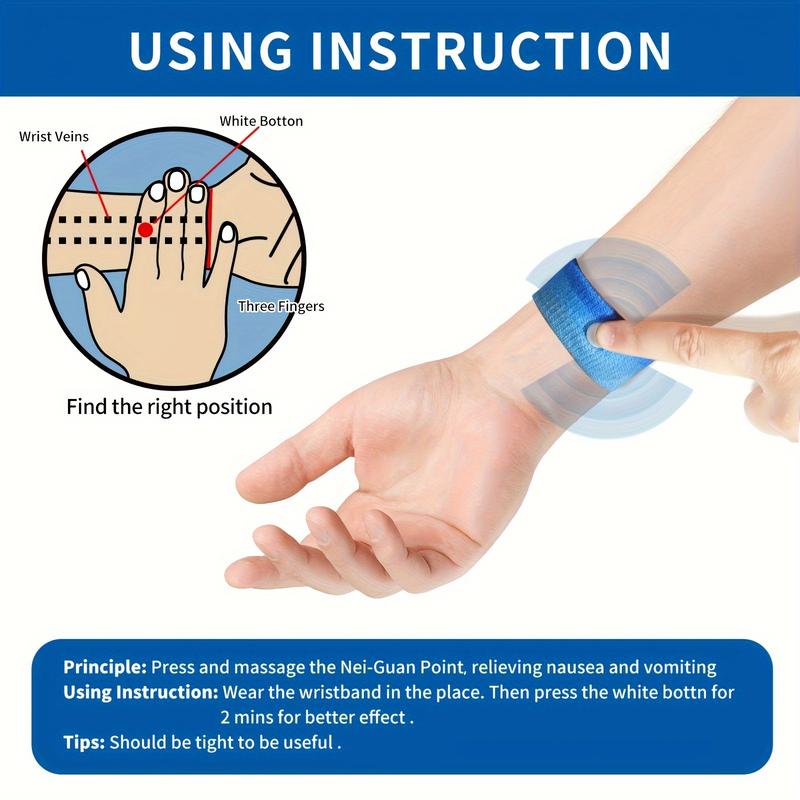 Anti-Nausea Wristbands, Motion Sickness Relief Bands, Sports Compression Wristbands and Finger Straps, Suitable for Car, Sea, Air Travel, Wrist Accessories