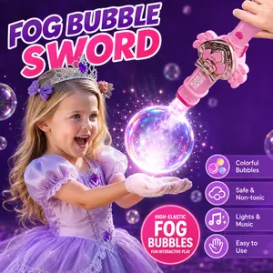 Magic Smoke Bubble Machine for Kids Ages 4-12, LED Bubble Wand Maker with Fog Effect, Outdoor Summer Toy for Birthday Parties, Boys & Girls Gifts