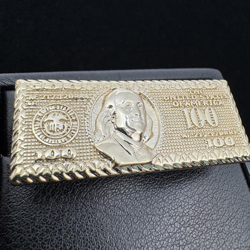 2 Finger Rings 100 Dollar Ring Nugget Double Ring 14k Plated Double-Finger Ring Men's Hip-Hop Fashion