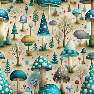 Mushroom Fairyland Pattern 6 Quilting Cotton Fabric