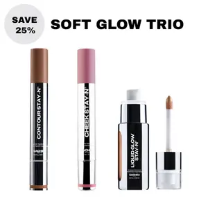 sacheu Soft Glow STAY-N Trio | Blush, Contour & Liquid Highlighter Trio | Soft Glam Everyday Set