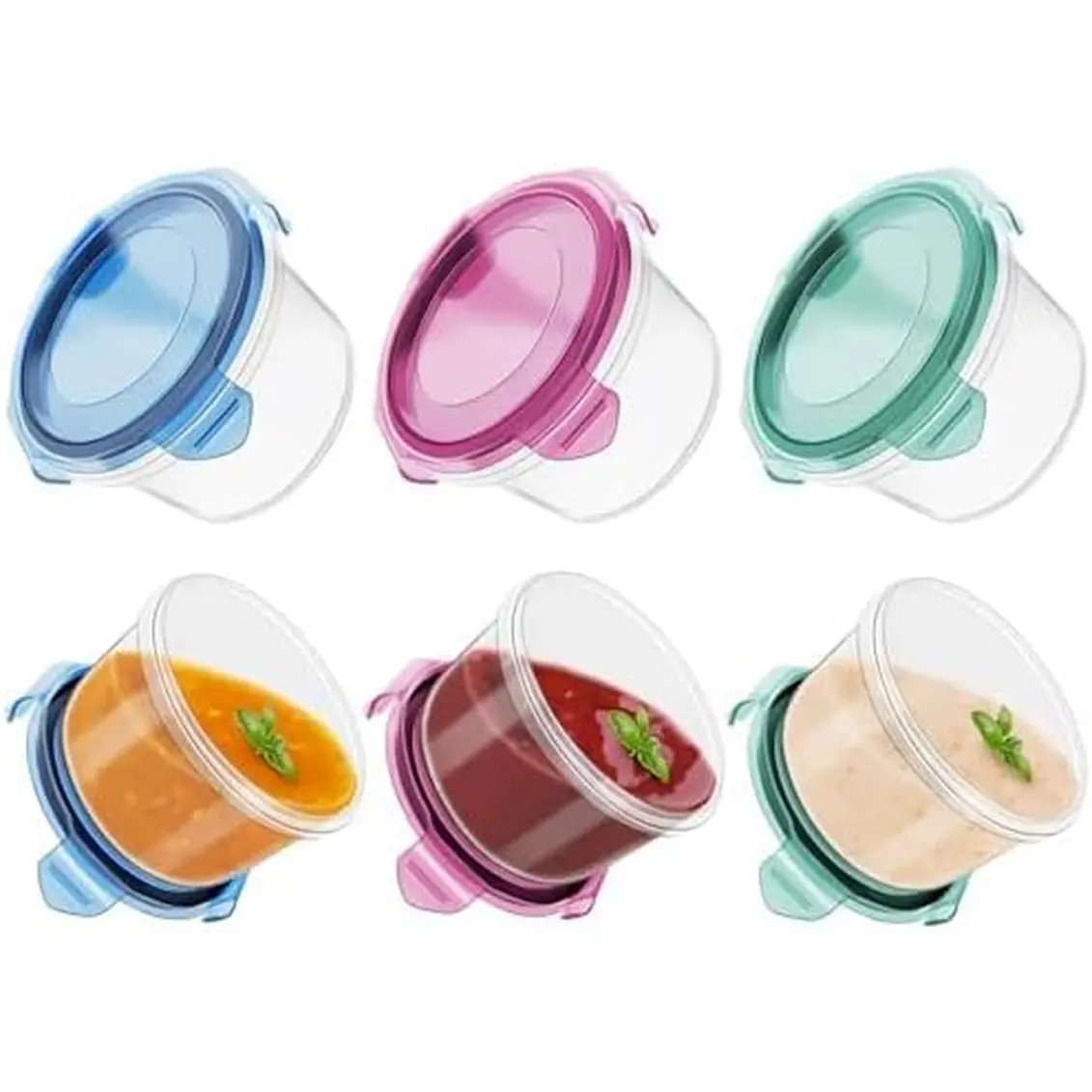 2.7 Oz Salad Dressing Container to Go with Leakproof Lids, 6 Pack | Bpa-Free, Small Condiment Containers for On-The-Go Meals, Reusable Sauce Containers for Lunch Box, Dishwasher Safe Freshmage