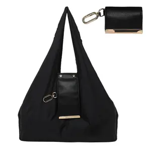 Keychain Tote Bag Compact & Expandable for On the Go, Foldable Tote Bag with Key Ring for Daily Errands