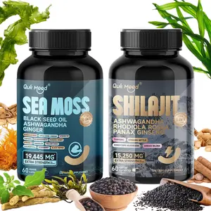 Sea Moss and shilajit Bundle 120 capsules, with Seamoss, Black Seed Oil, Ashwagandha, Ginger, Burdock Root, Turmeric, Black Pepper Healthcare Dietary, All-in-One Multivitamin Combo Black Seed Oil Supplement Fitness