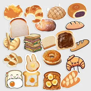 Sticker Pack 20 Yummy Bread Vinyl Sticker, Cute Bakery Food Illustration, Waterproof Decal