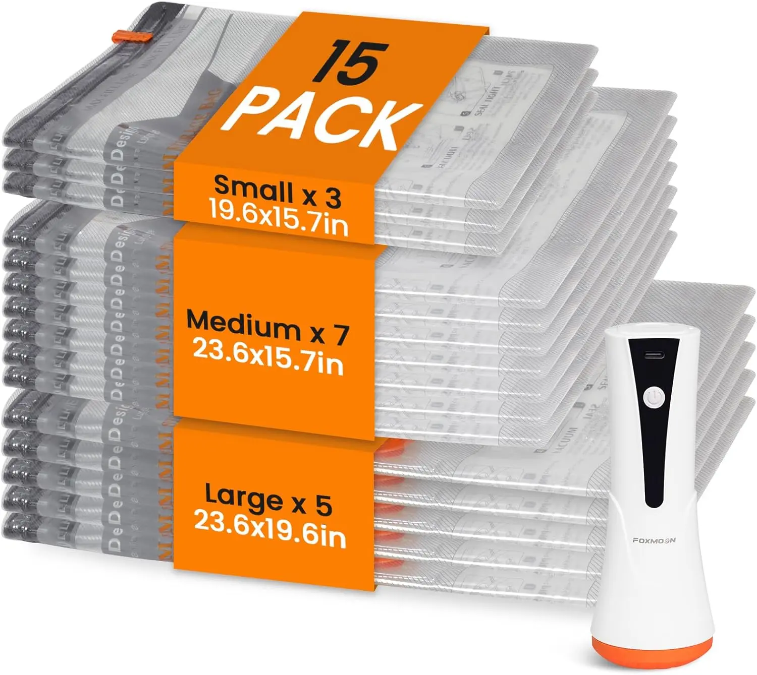 [Mother's Day Special] New Vacuum Storage Pump Set — Rechargeable Cordless Pump & Travel Bag Kit — 15 Portable, Space-Saving Storage Bags for Travel & Home Use — Vacuum Compression Seal Bags for Clothing, Blankets, and Seasonal Storage tiktokshopspringglo