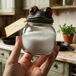 Handmade Frog Lid Spice Jar, Witch Apothecary Theme Gothic Container, Vintage Screw Lid Round Spice Canister, Halloween Kitchen Decor, Seasoning Jars Containers, Condiment Container