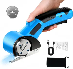 Cordless Rechargeable Electric Scissors – Powerful Fabric Cutter with LED Light & Safety Lock, 2000mAh Heavy Duty Rotary Cutter for Cardboard, Carpet, Leather and Craft