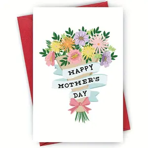 1PC Festive Floral Mother'S Day Greeting Card with Heartfelt Message – Perfect Gift for Mom, Grandma, Wife from Daughter or Son, Mothers Day Gifts for Mom Includes Red Envelope