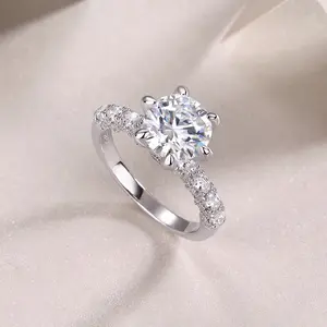 GEMSME 4CT CZ Round Cut Classic Halo Wedding Engagement Promise Eternity for Women Mother Day Birthday Gift R-0307