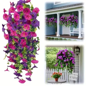 Bright Artificial Trumpet Flower Bouquet Set, Realistic Fake Plants for Outdoor Garden Decor, Perfect for Spring & Summer Porch & Patio