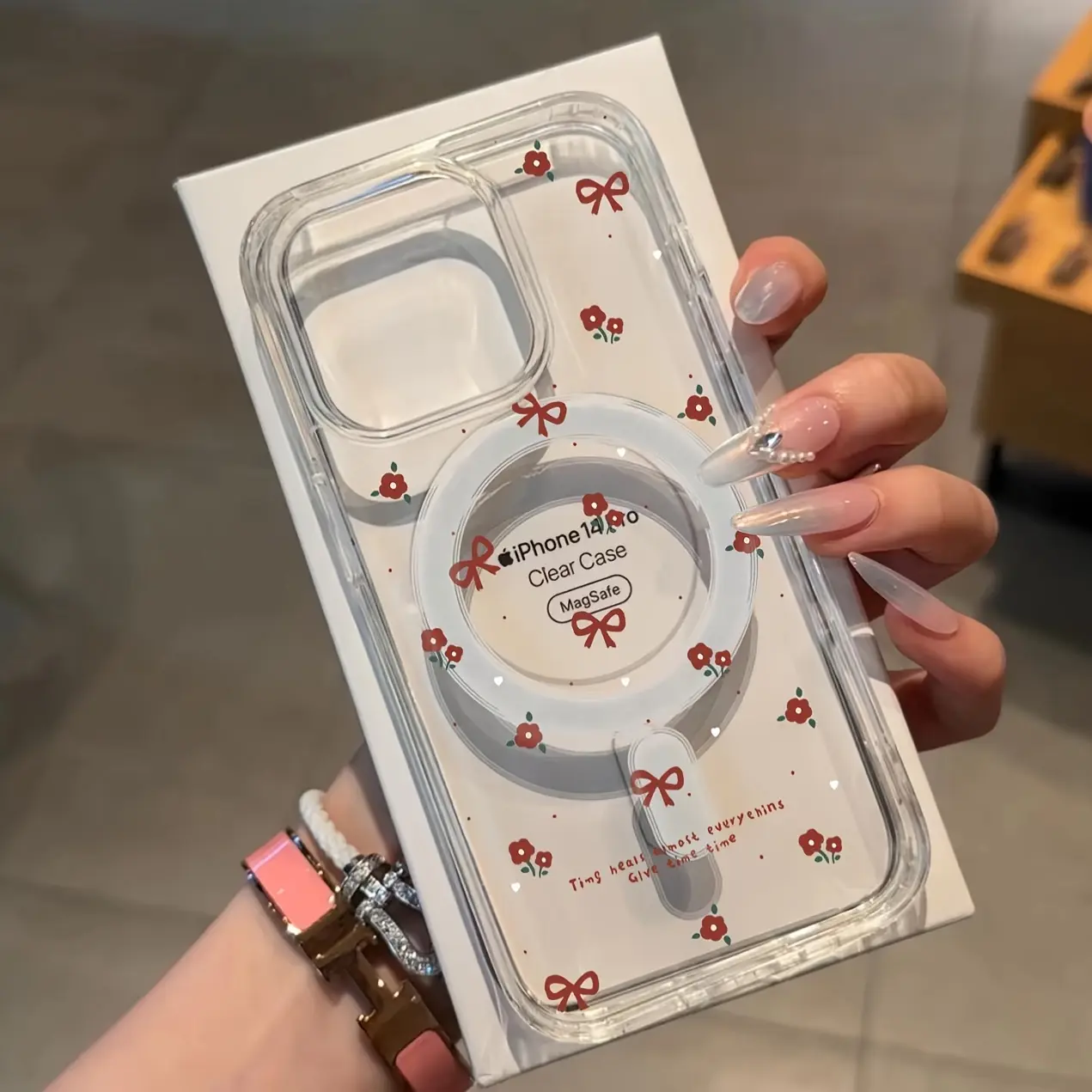Red Floral  Compatible with iPhone 16 15 Pro Max Plus 14 13 12 mini 11 X XR XS Beautiful Gift Durable shockproof Anti-Scratch PC Protective Case Design Offers Shockproof Supports Magnetic Wireless Charging