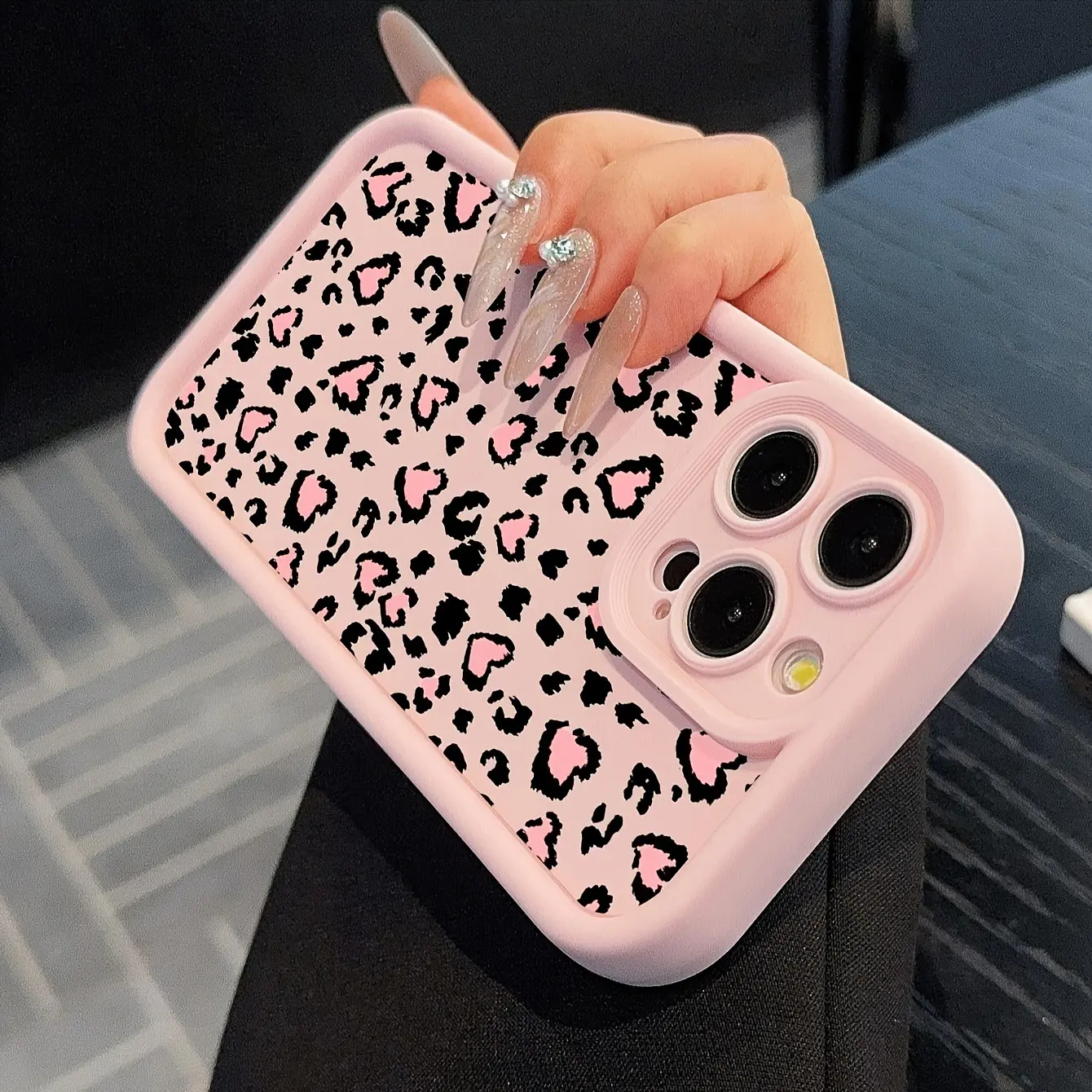 Pink High Bamboo & Black Panther Print Protective Drop-Resistant Cellphone Case with Lotus Accent - Shockproof Mobile Accessory for iPhone 17/17AIR/17PRO/17PROMAX/16 Series/15 Series/14 Series/13 Series (Compatible with Screen Protector Pairing), Accessor