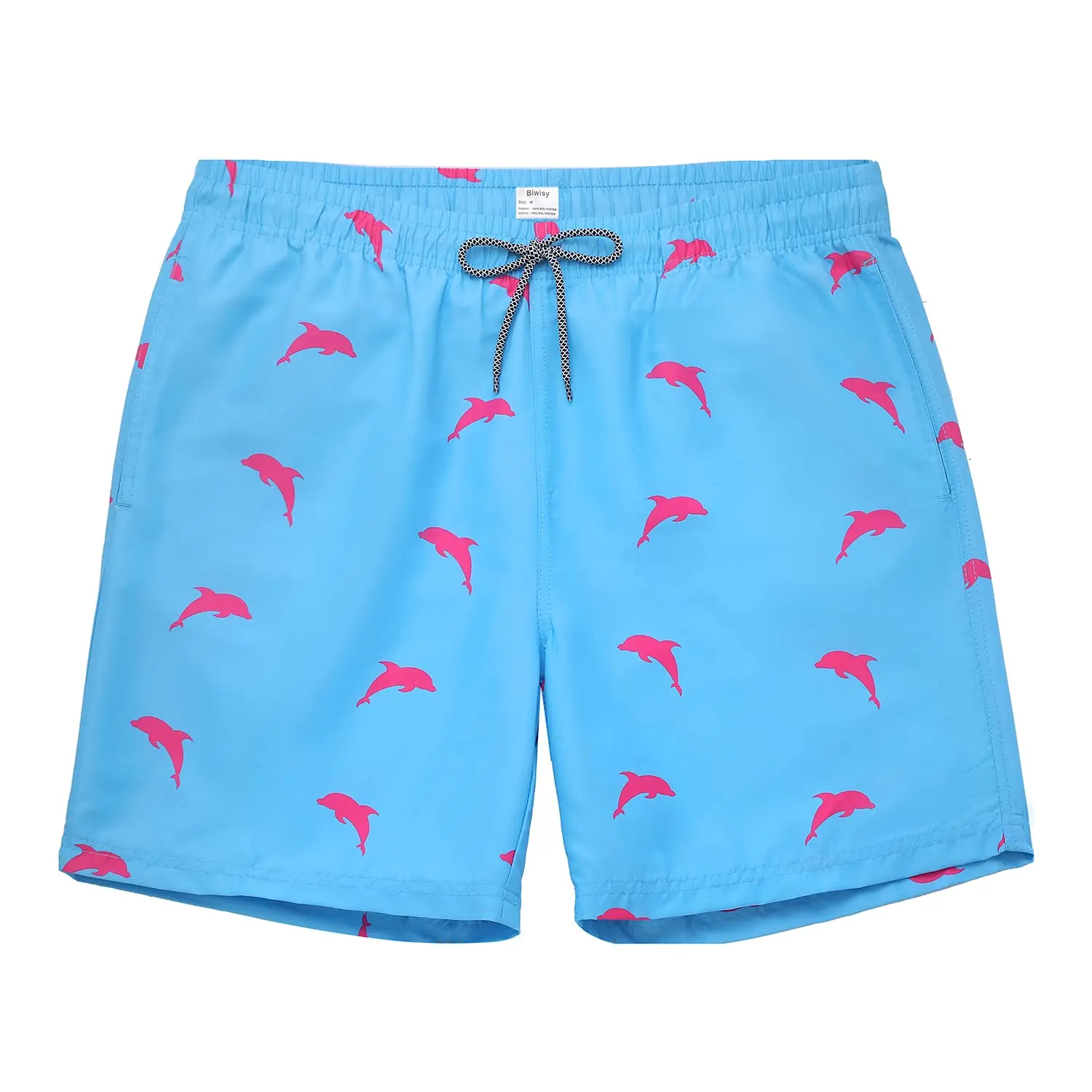 Mens Swim Trunks Quick Dry Swim Shorts with Mesh Lining Funny Beach Shorts Polyester Bright Colors Drawstring Adjustable