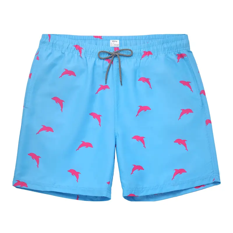 Men's Quick-Dry Polyester Swim Trunks with Mesh Lining & Adjustable Drawstring, Bright Colors Swimming Shorts for Beach Watersports