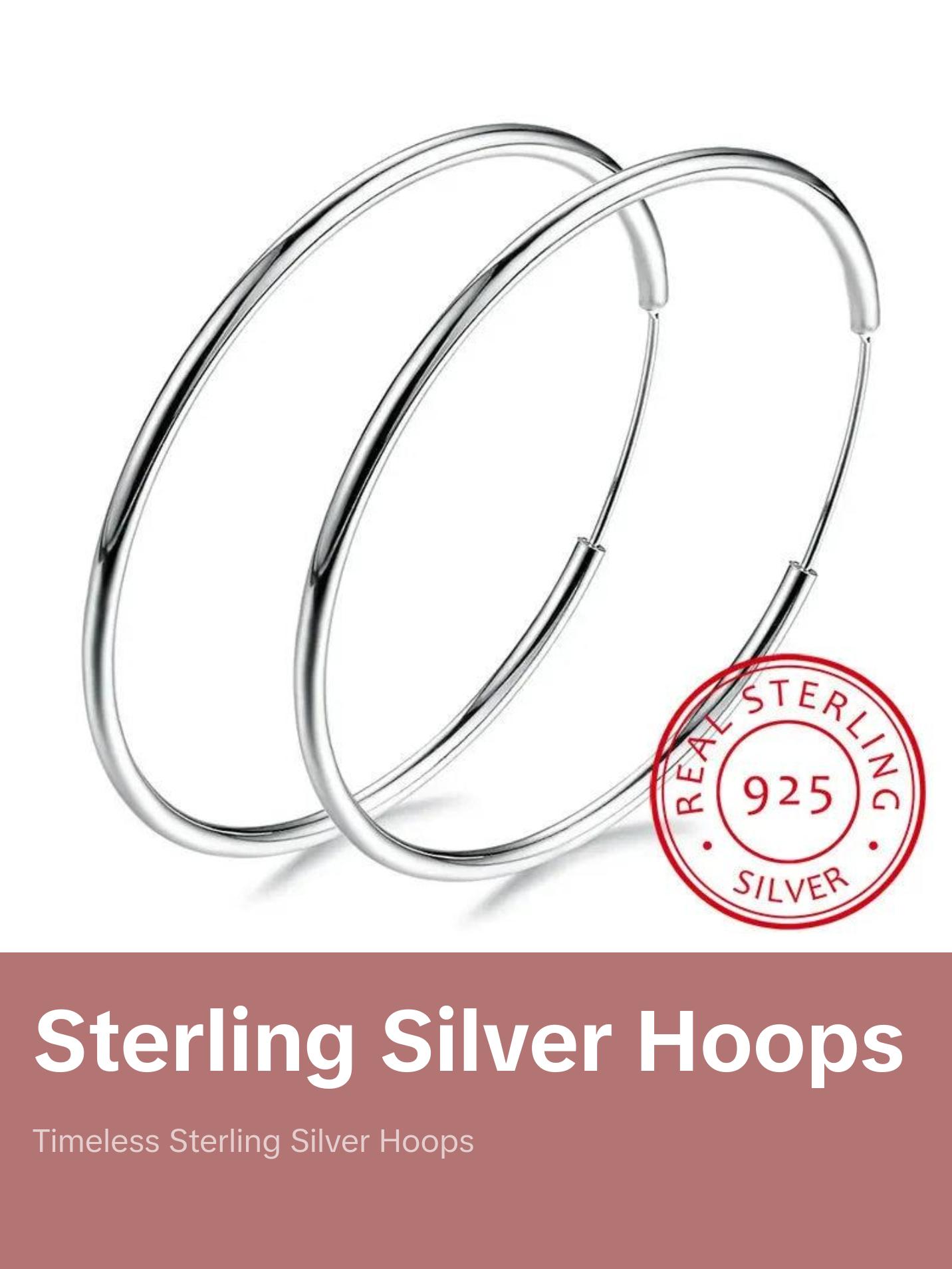 Sterling Silver Round Hoop Earring - Classic Design with Elegant Finish
