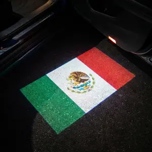 LED Car Door Projector Light 2pcs, Mexican Flag Design + 30 Different Car Models Available, No-Drill Universal Fit, Wireless Sensor Welcome Lamp