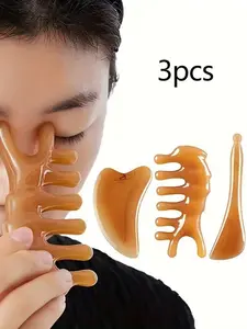 3-Piece Scratching Massage Tool Set, Includes Comb & Scraping Board, Ideal for Facial & Body Scratching, Perfect Gift for Women