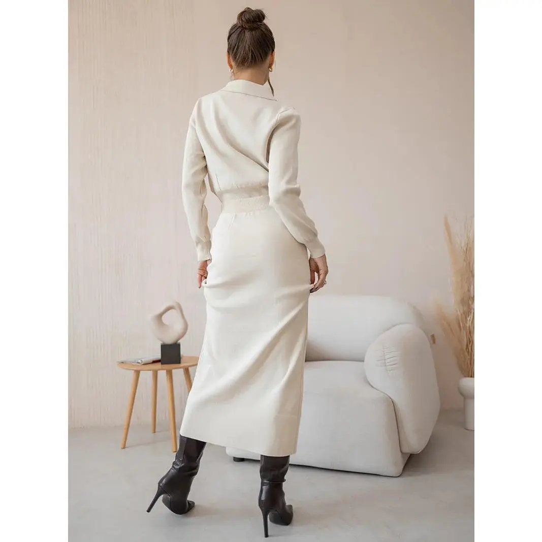 knitted ribbed maxi dress Janet Ribbed Maxi Dress in Ivory main image 0