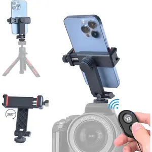 Phone Tripod Mount with Remote Controller, New Universal Smartphone Mount Adapter with Cold Shoe, 360 °   Rotates Cell Phone Clip Clamp Holder, Compatible with iPhone, Samsung and All Phones