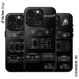 Supercars Blueprints Phone Case, Supercar Engineering Drawing Cover, Automotive Blueprint Design Gift 17 Air Pro Max