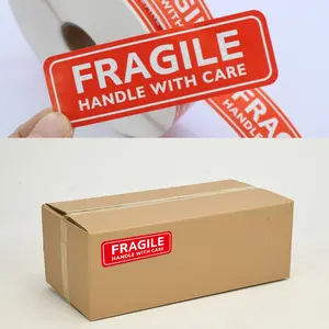 Handle with Care Fragile Reminder Self Adhesive Stickers Roll 120 300 500pcs for Shipping Packaging Warning Labels for Boxes Moving and Delivery