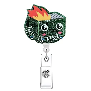 Cute Cartoon Design Badge Holder, 1 Count Retractable Badge Reel, ID Holder for Nurses, Doctors, Students & Office Staff, Badge Reels Retractable