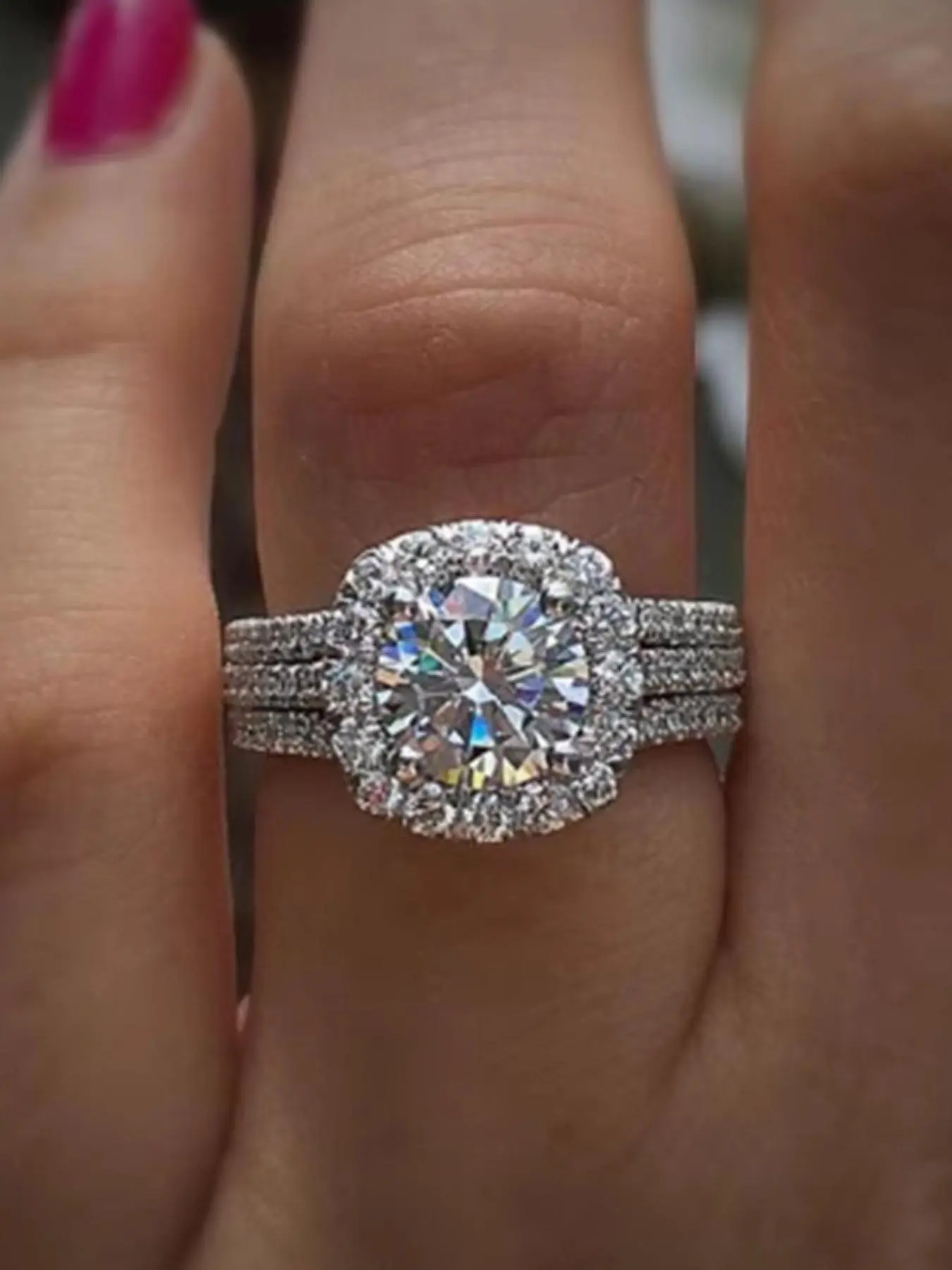 Classic Diamond Decorated Ring, Fashion Jewelry for Party, Daily Clothing Decor, Trendy All-match & Exquisite Jewelry for Birthday Gift, Multi Cut Cluster Ring, Diamond Halo Ring, Promise Ring Gf, Beautiful Rings