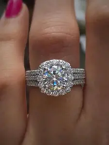 Classic Diamond Decorated Ring, Fashion Jewelry for Party, Daily Clothing Decor, Trendy All-match & Exquisite Jewelry for Birthday Gift, Multi Cut Cluster Ring