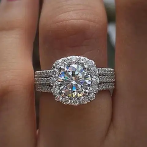 Classic Diamond Decorated Ring, Fashion Jewelry for Party, Daily Clothing Decor, Trendy All-match & Exquisite Jewelry for Birthday Gift, Multi Cut Cluster Ring, Diamond Halo Ring, Promise Ring Gf, Beautiful Rings