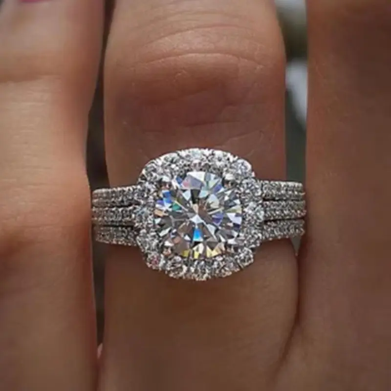 Classic Diamond Decorated Ring, Fashion Jewelry for Party, Daily Clothing Decor, Trendy All-match & Exquisite Jewelry for Birthday Gift, Multi Cut Cluster Ring, Diamond Halo Ring, Promise Ring Gf, Beautiful Rings