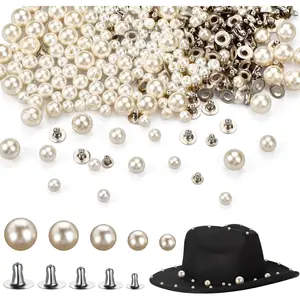 400 Pearls for Clothing Decoration Mix Size Include 200 Rivets for Fabric and 200 Faux Pearls Jean Decor Leather Hat Shoe Clothes Bag Skirt Bridal Veil DIY Accessories, Tool Fix(6mm, 8mm, 10mm)