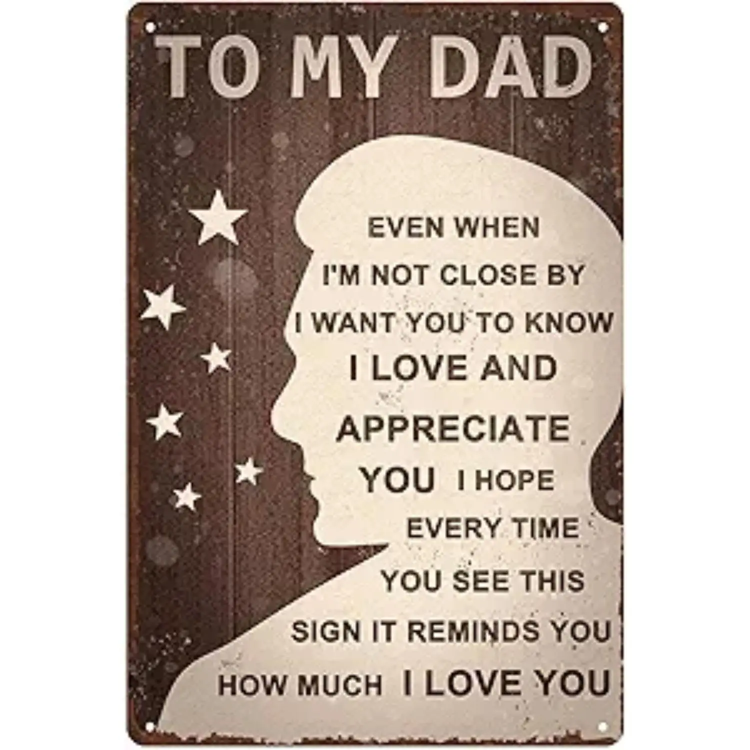 Fathers Day Gift for Dad - To My Dad Vintage Rustic Tin Sign, Metal Plaque 8x12Inch with Love & Thanks, Dad Home Office Decor for Men, Birthday Gift Ideas from Son Daughter, Fathers Day Wall Decor