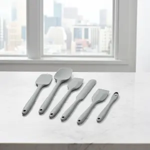 6-Piece Silicone Spatula Set – Heat Resistant, Non-Stick, Gray