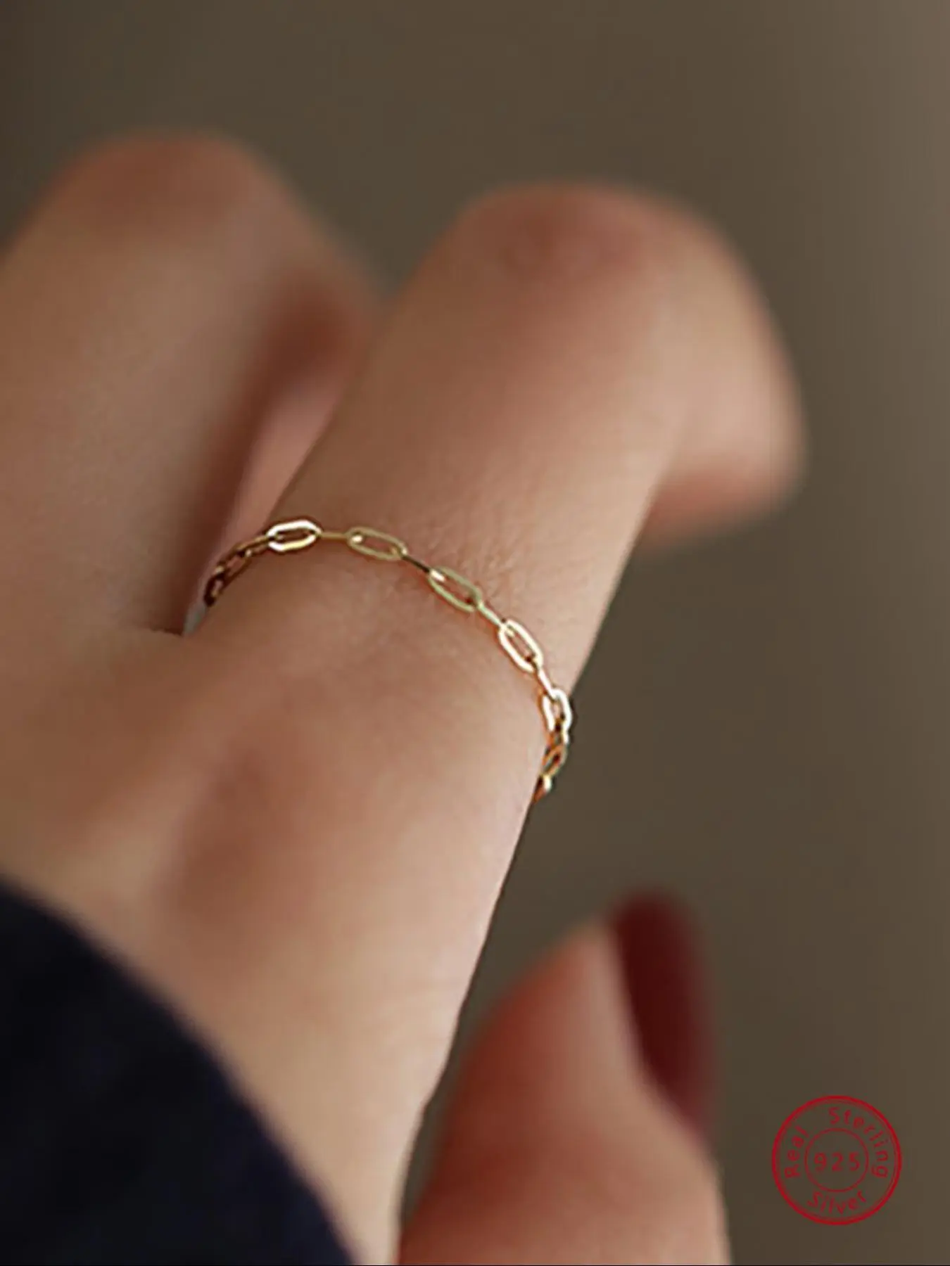 S925 Sterling Silver Simple Fashion Chain Decorated Ring, Fashion Jewelry for Party, Daily Clothing Decor, Trendy All-match & Exquisite Jewelry for Birthday Gift, Elegant Everyday Ring, Casual Ring Linked, Fashion Rings