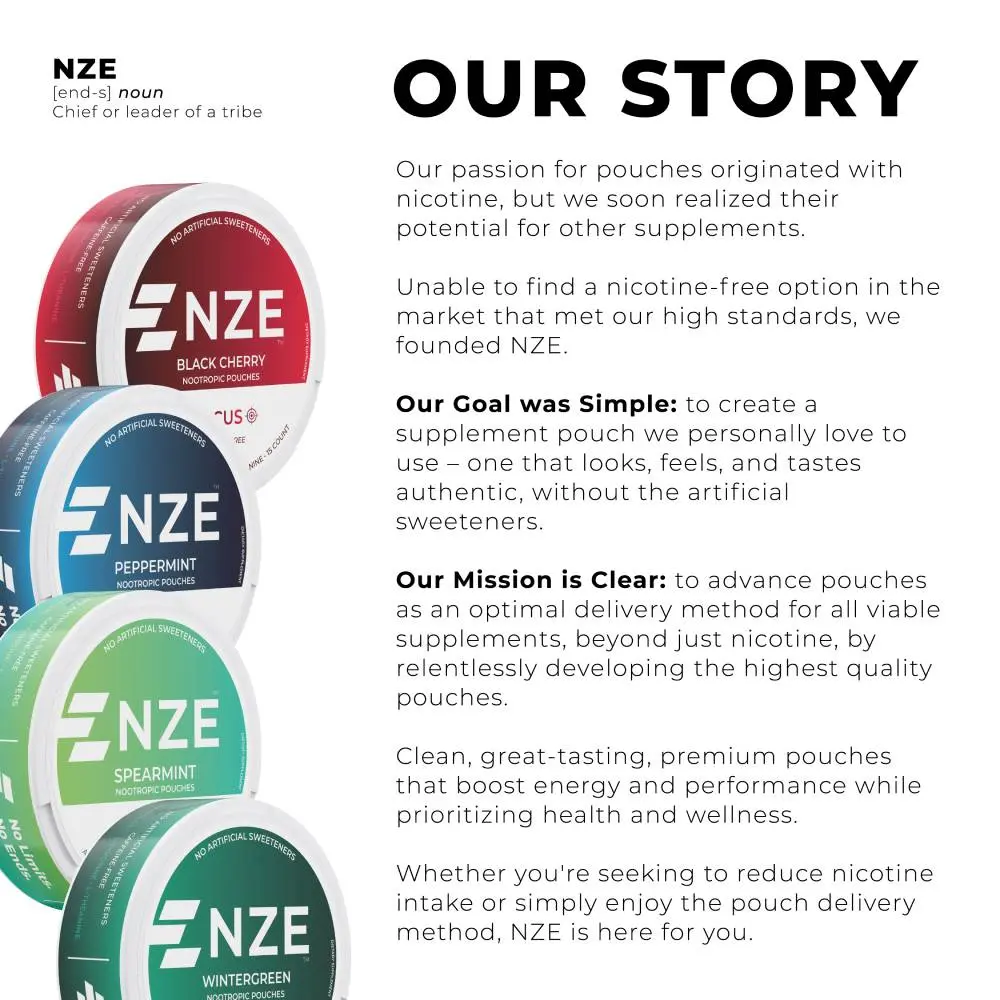 NZE Caffeine Free Nootropic Pouches - Nootropic Pouches with Alpha