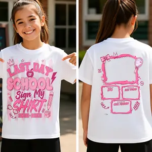 Girls Last Day of School Autograph T-shirt, Sign My Shirt T-shirt, Graduation 2026 T-shirt, Funny Student T-shirt, Kids Autograph Signature, Class of 2026