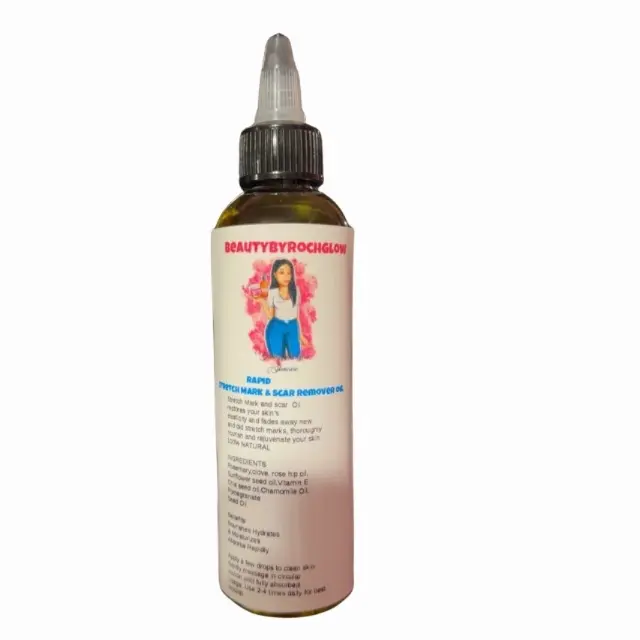 BeautyByRochGlow Stretch Marks & Scars Oil Natural Deluxe Blend 120g Nourishing Botanicals for Skin Elasticity and Regeneration