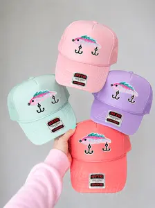 Pink Fishing Lure Summer Sequin Patch Otto Trucker Hat