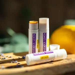 Lavender Lemon Lip Balm - Natural Lip Balm, Chapstick, Lip Gloss, Beeswax Lip Balm, Organic Lip Balm,Handmade Smooth Coconut Skincare Golden Moisturizing