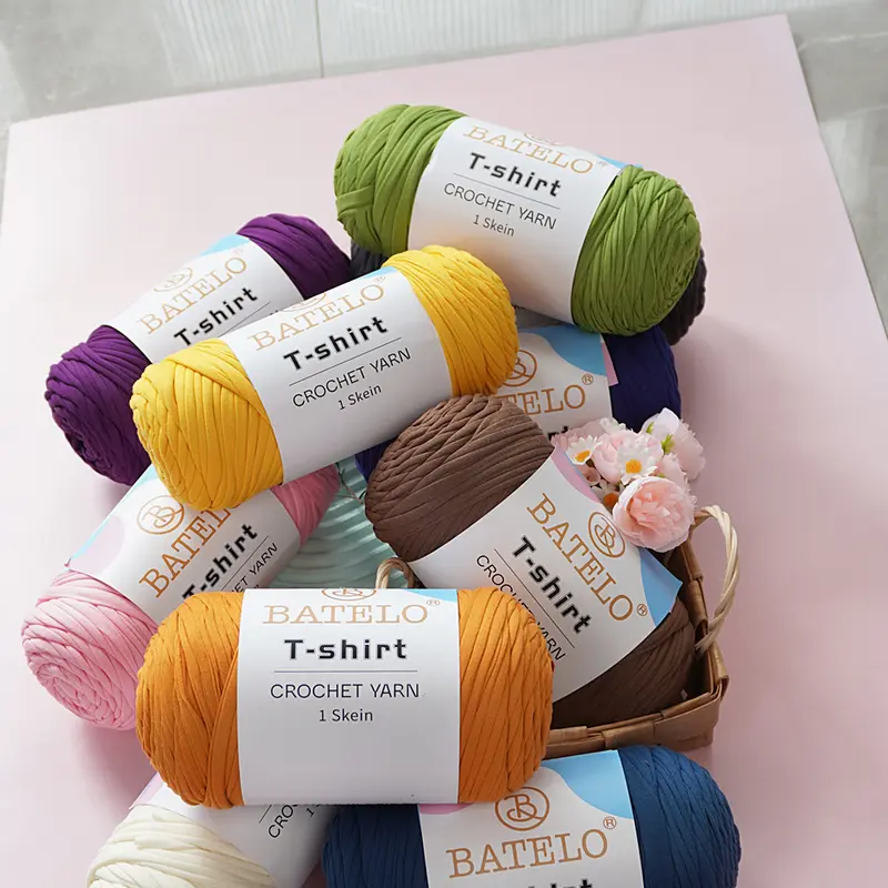 BATELO Crochet Thread T-Shirt Yarn 2-Pack (2 Rolls per Package, 400g/144yds, 3cm Thick) - High-Elastic Pill-Resistant Polyester, Beginner-Friendly Diverse Hues Creative Projects Supply, Comfortable Texture, 2pack for Projects Crochet, Knitting