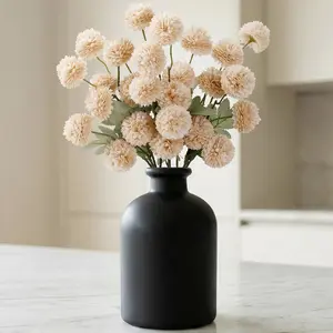 Lifewit 5 Pcs / 10 Pcs Artificial Flower for Vase, Faux Silk Mums Ball with Long Stems for Home Decor, Wedding, Bulk Fake Small Chrysanthemums for Floral Arrangement, Pom Pom for Bouquets Centerpieces