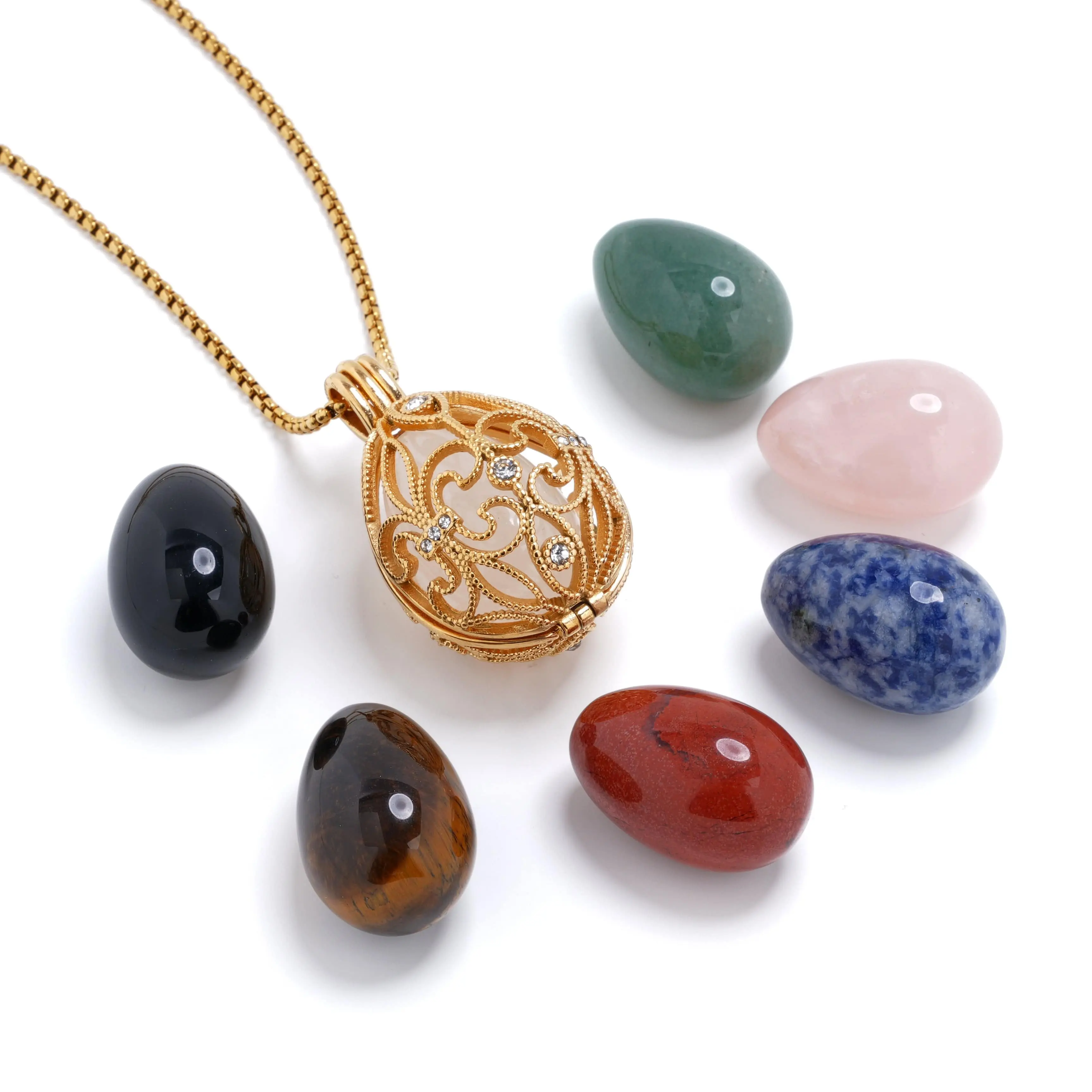 Gold Stainless Steel Faberge Egg Interchangeable Locket
